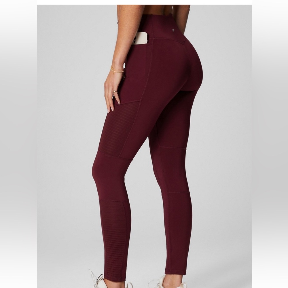 Fabletics Motion365 Moto Pocket Leggings XXL High Waisted Burgundy NWT